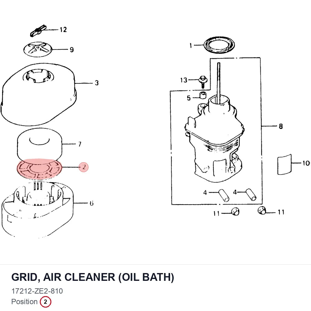 GRID, AIR CLEANER (OIL BATH)