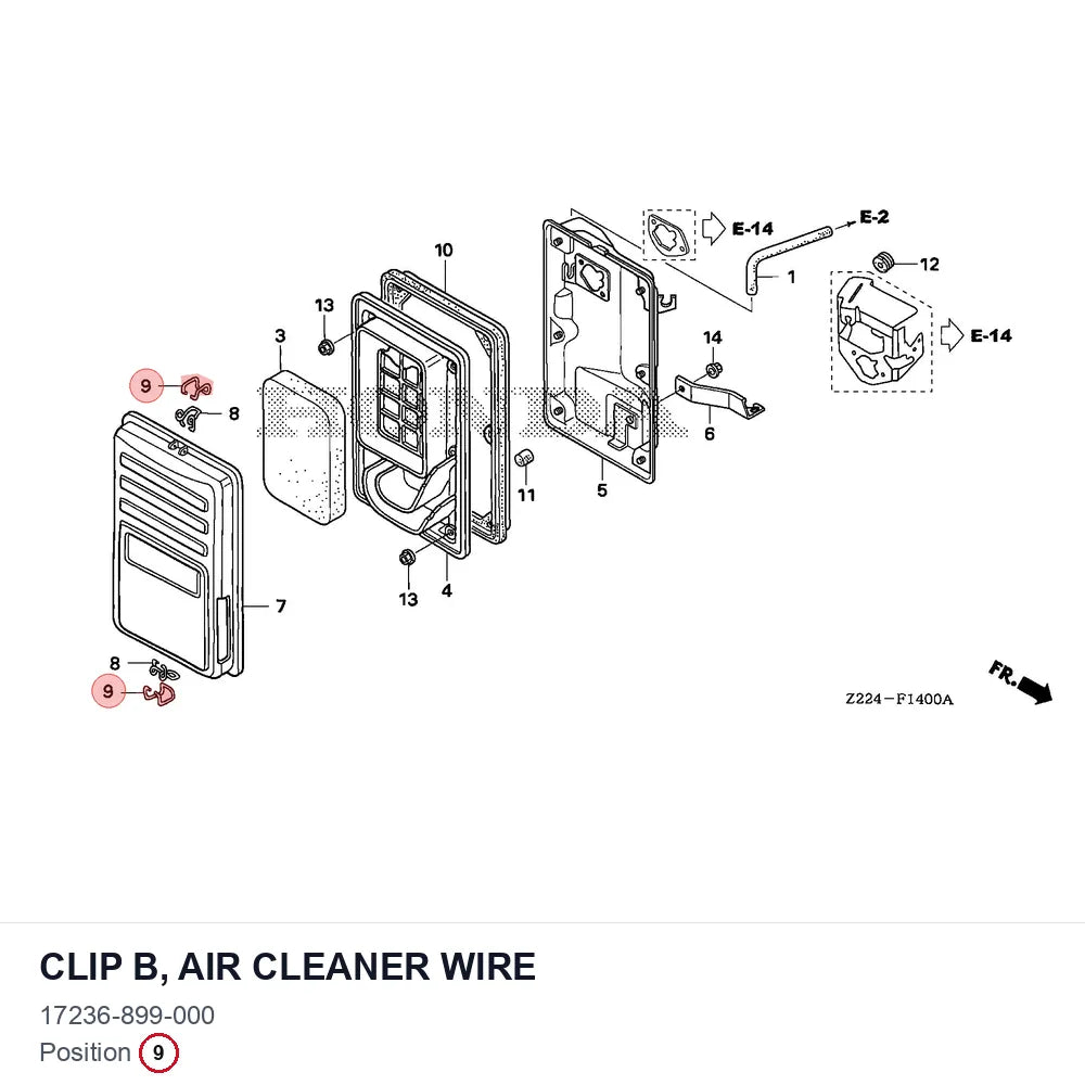 CLIP B, AIR CLEANER WIRE