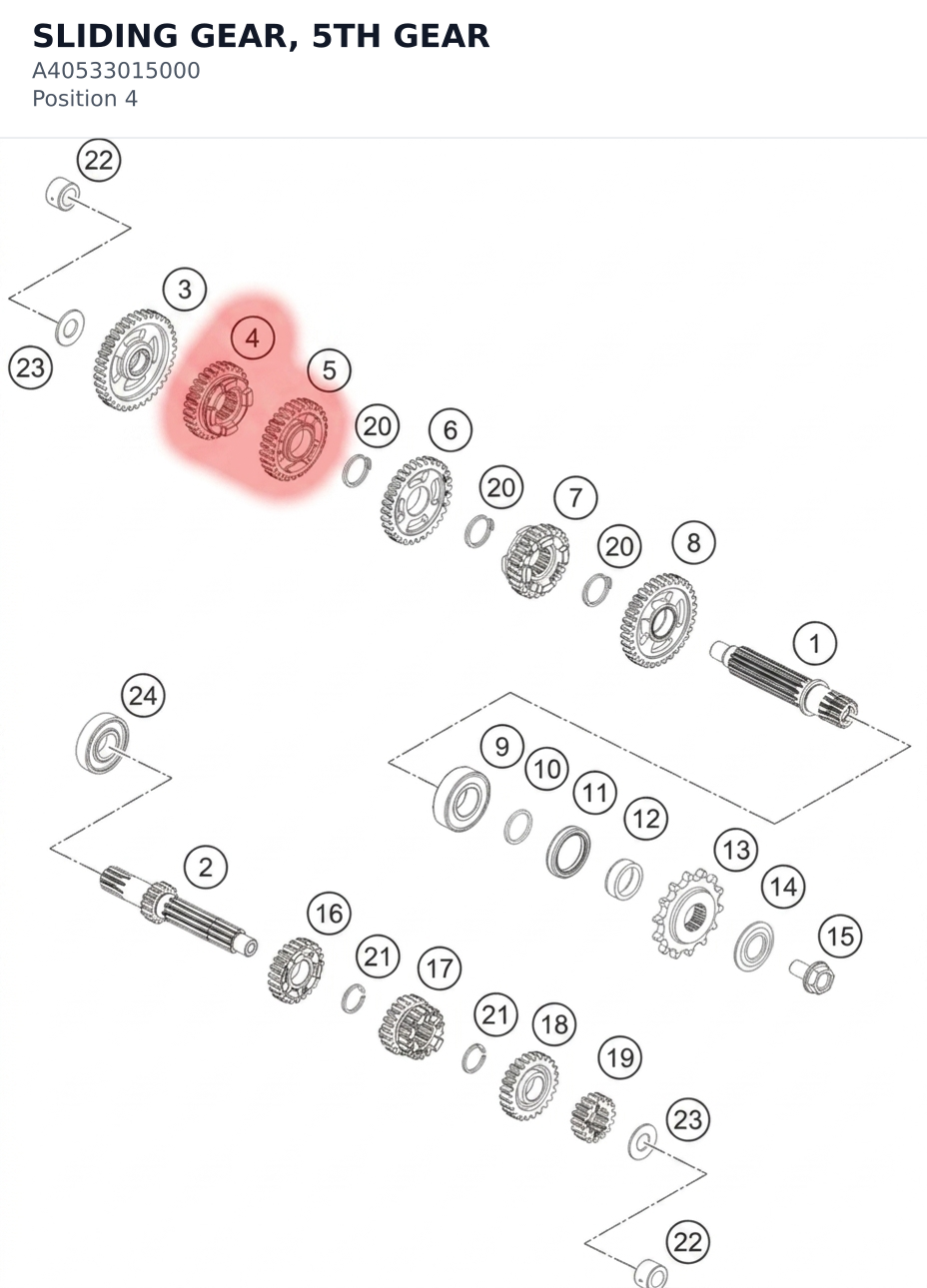 Diagram preview: SLIDING GEAR, 5TH GEAR (A40533015000)