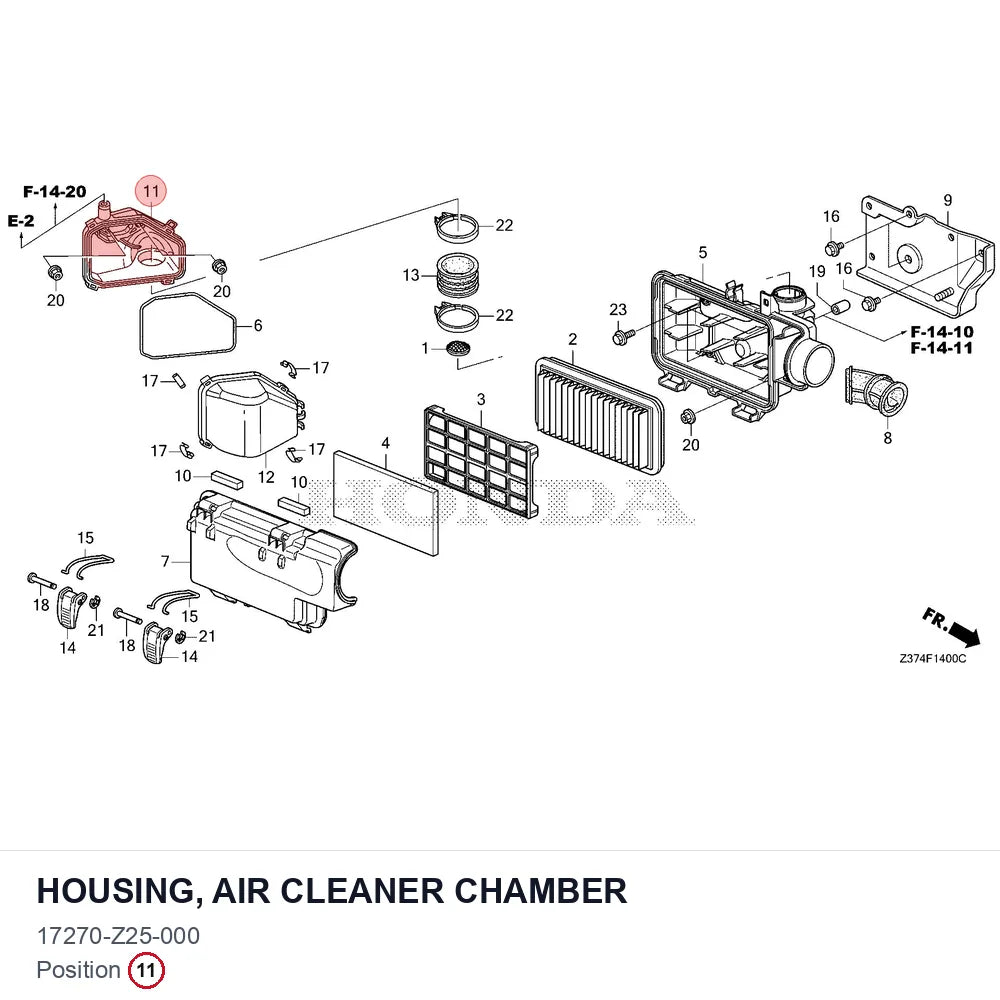 HOUSING, AIR CLEANER CHAMBER
