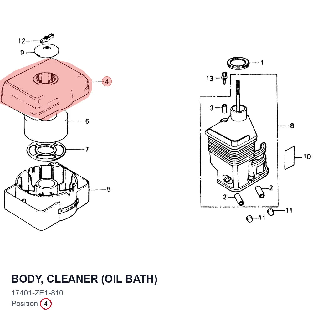 BODY, CLEANER (OIL BATH)