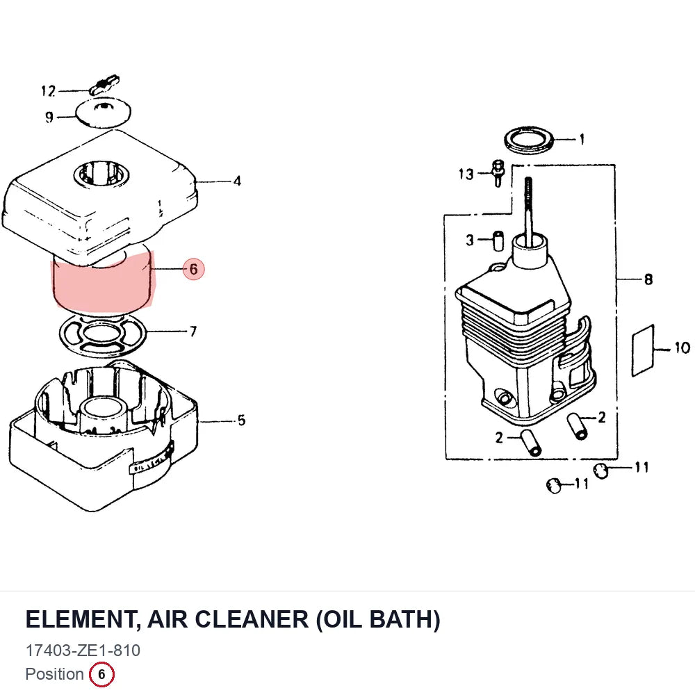 ELEMENT, AIR CLEANER (OIL BATH)
