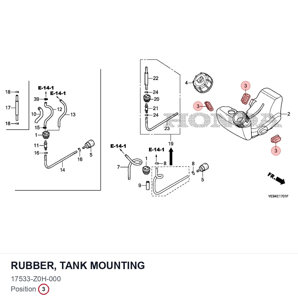 RUBBER, TANK MOUNTING