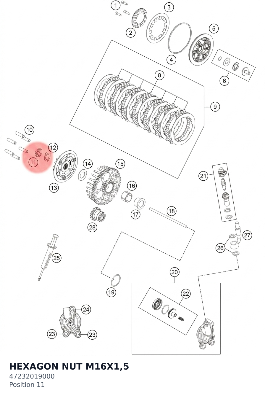 Diagram preview: HEXAGON NUT M16X1,5 (47232019000)