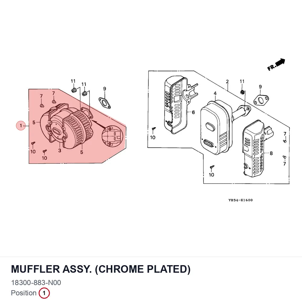 MUFFLER ASSY. (CHROME PLATED)
