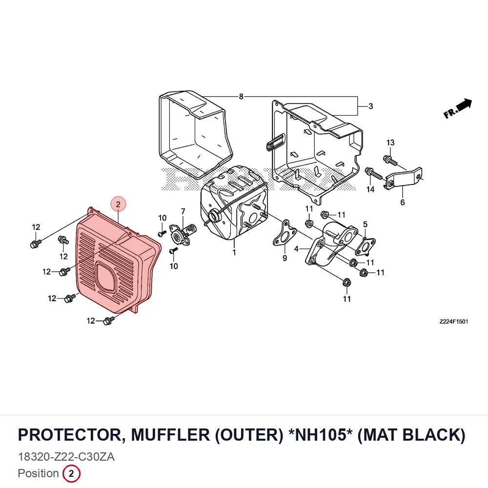 PROTECTOR, MUFFLER (OUTER) *NH105* (MAT BLACK)