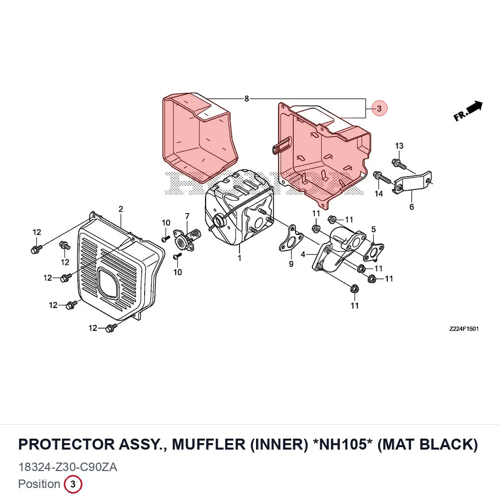 PROTECTOR ASSY., MUFFLER (INNER) *NH105* (MAT BLACK)