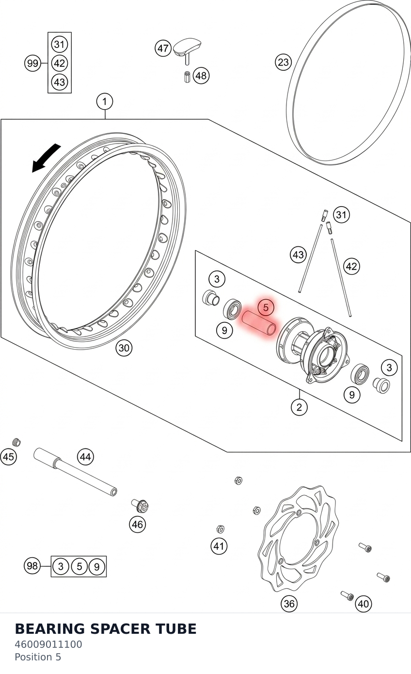 Diagram preview: BEARING SPACER TUBE (46009011100)