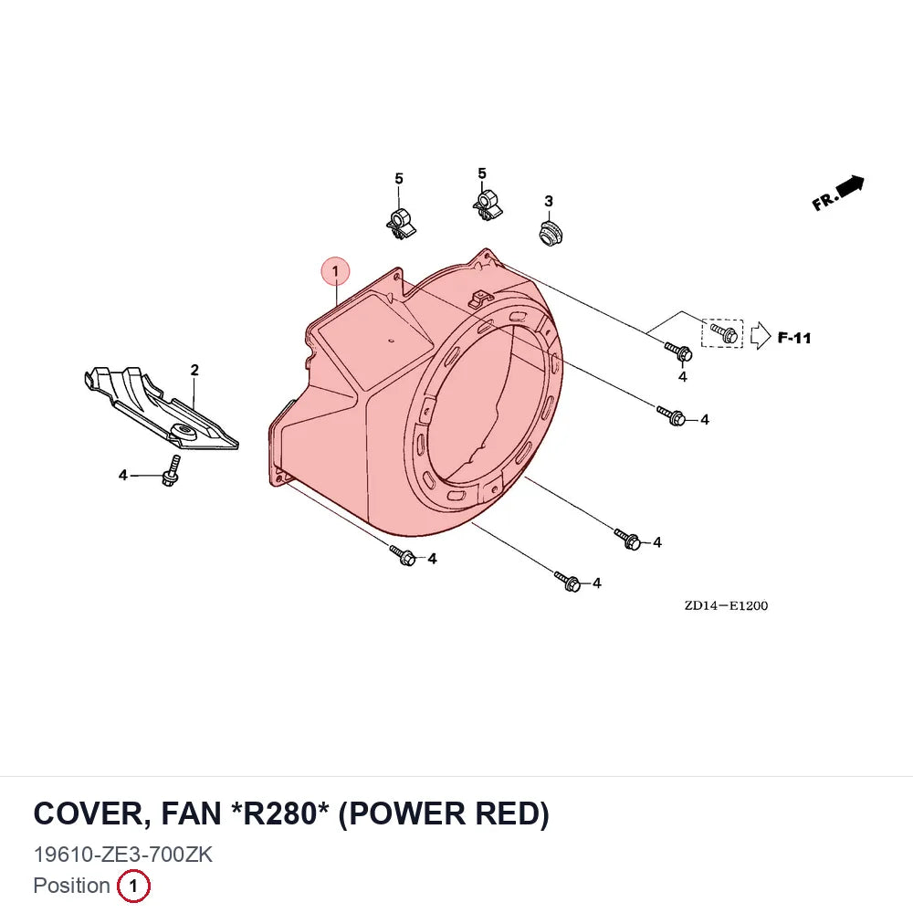 COVER, FAN *R280* (POWER RED)