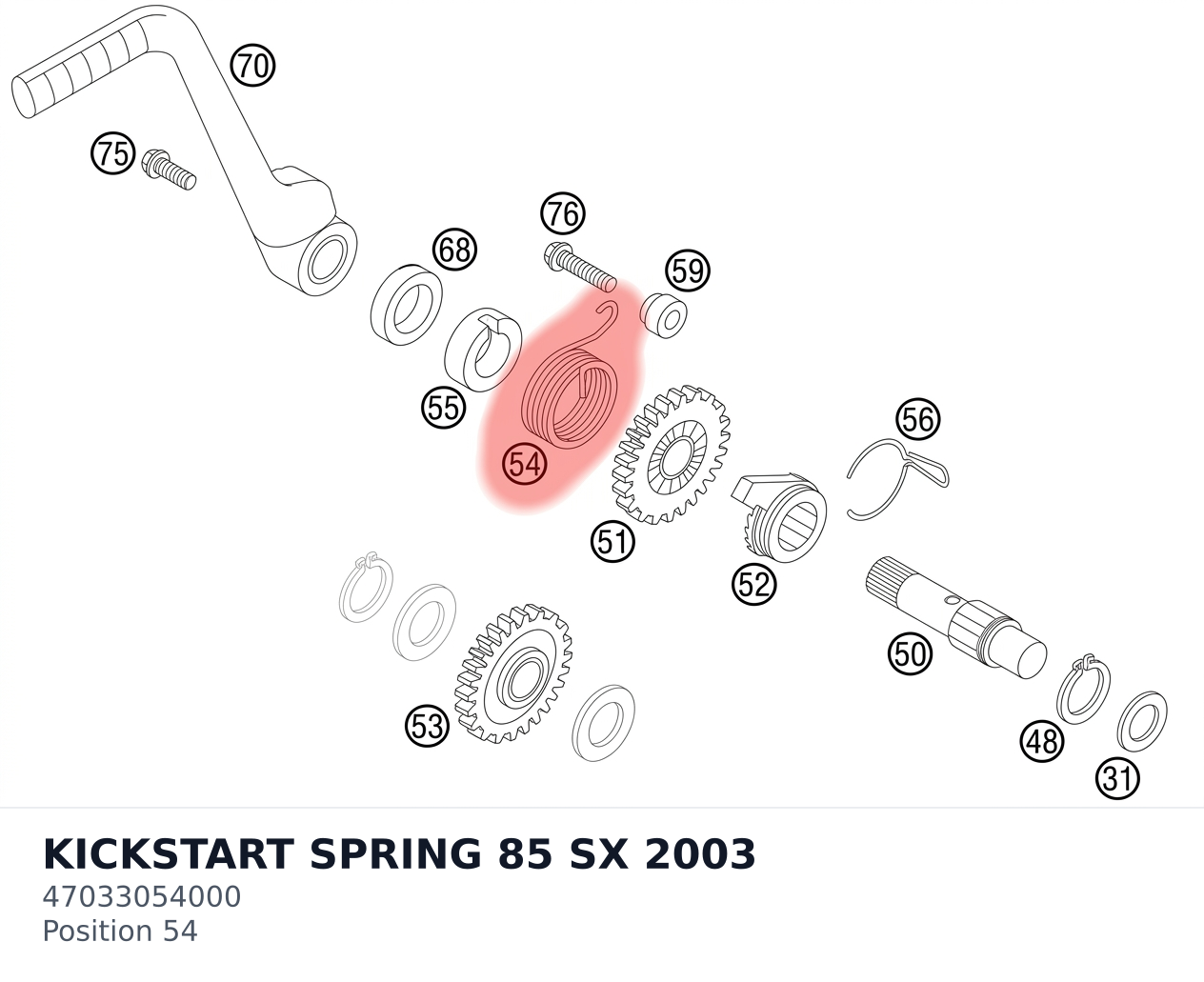 Diagram preview: KICKSTART SPRING 85 SX 2003 (47033054000)