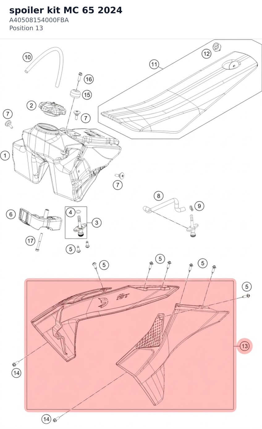 Diagram preview: spoiler kit MC 65 2024 (A40508154000FBA)