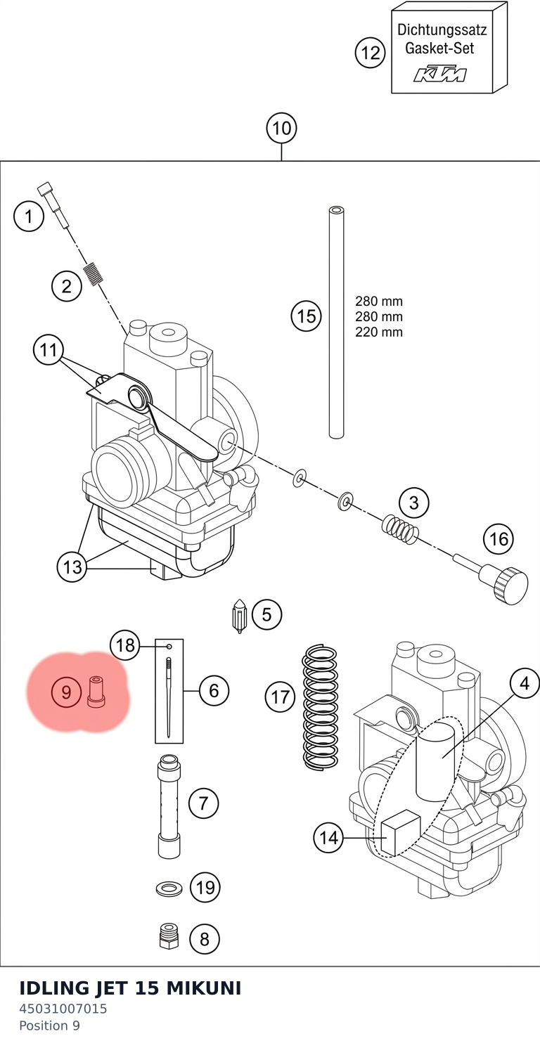 Diagram preview: IDLING JET 15 MIKUNI (45031007015)