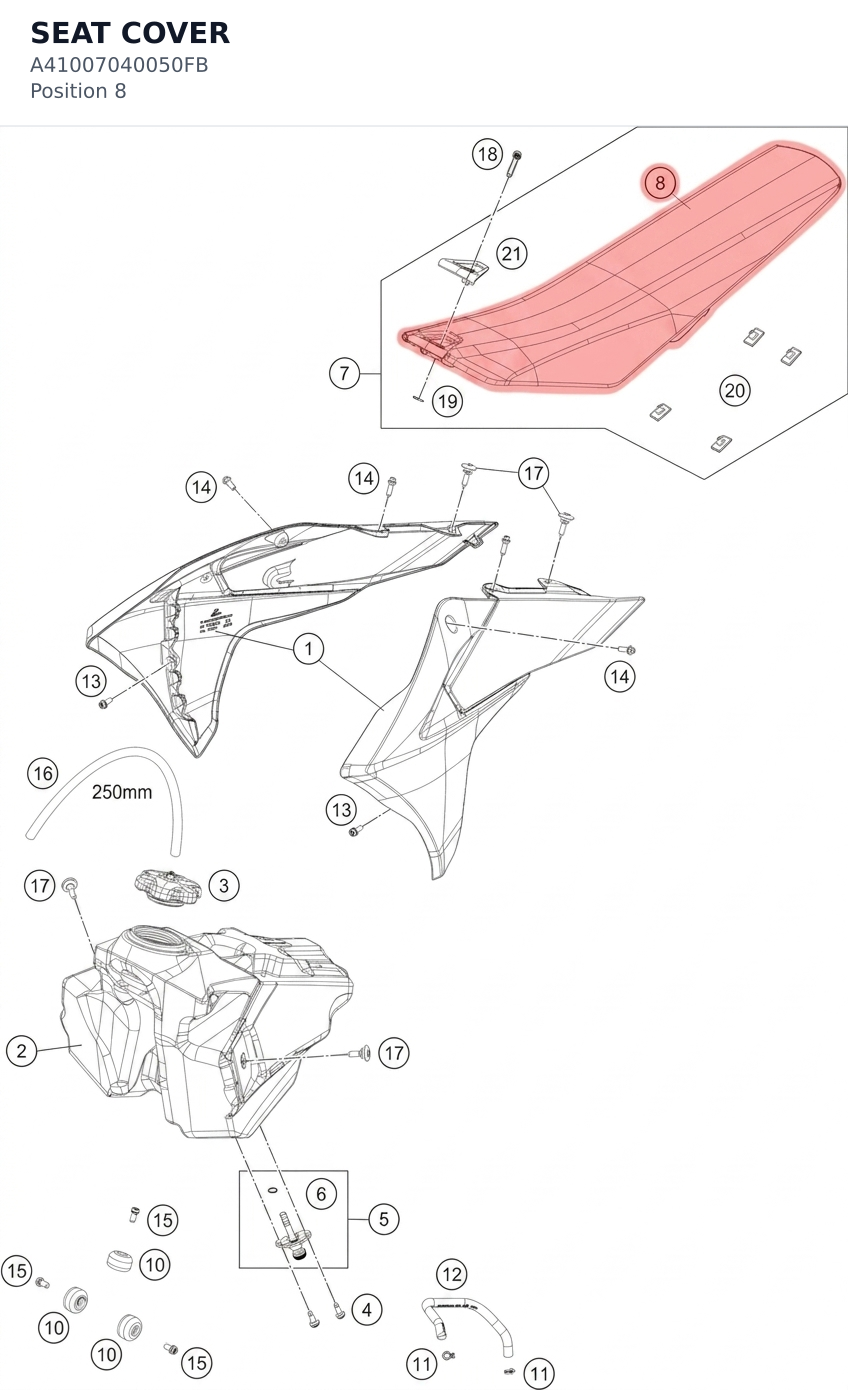 Diagram preview: SEAT COVER (A41007040050FB)