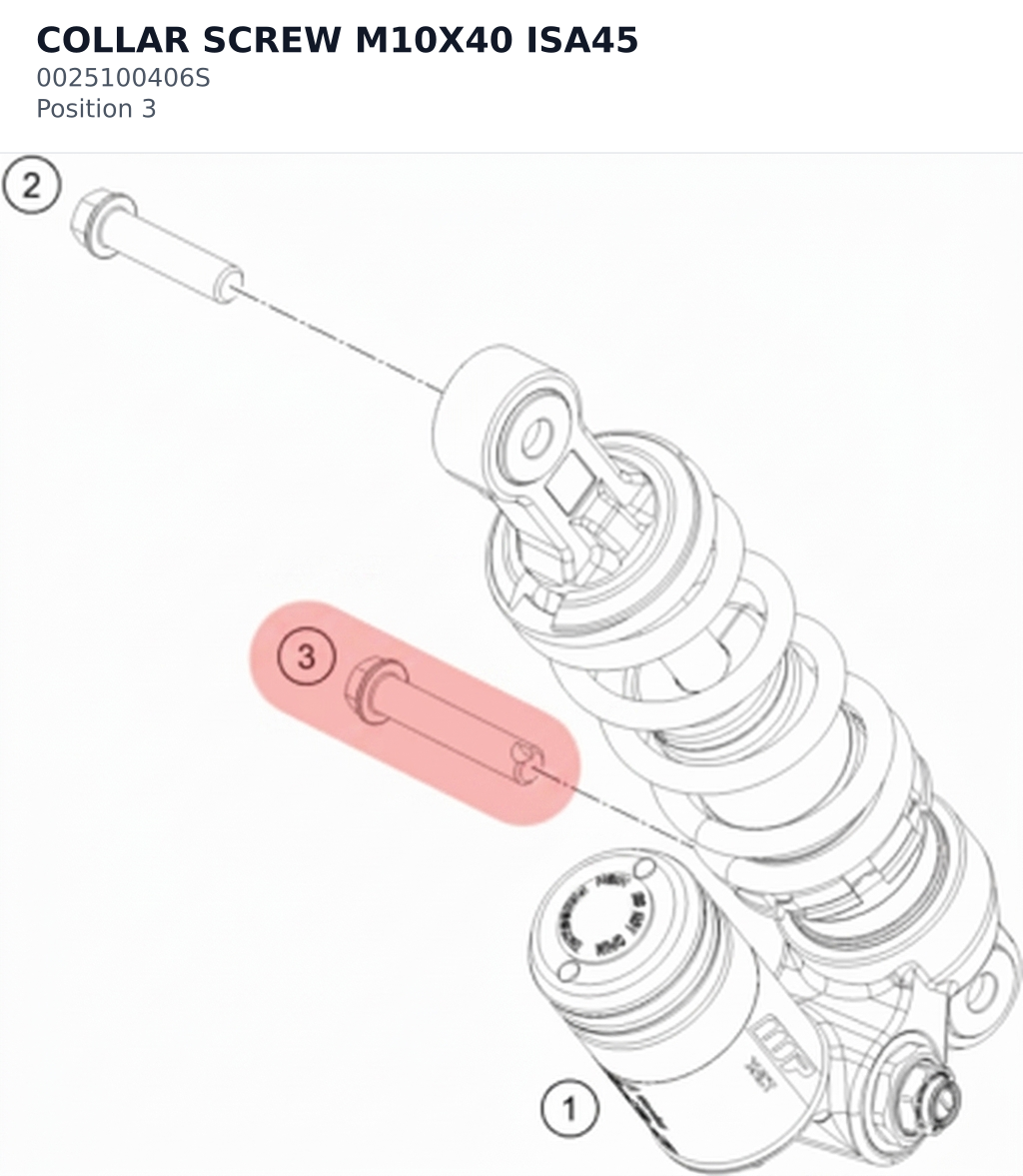 Diagram preview: COLLAR SCREW M10X40 ISA45 (0025100406S)