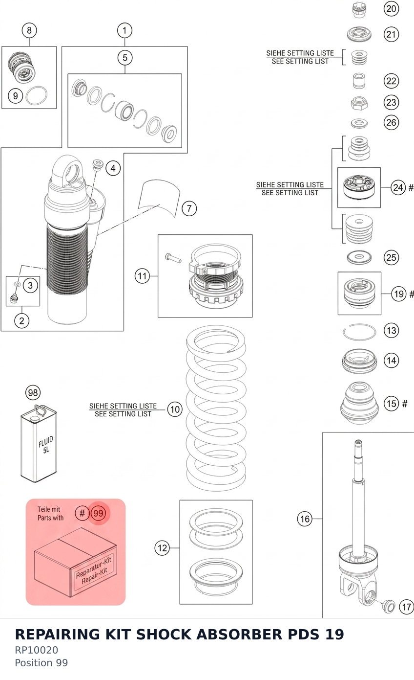 Diagram preview: REPAIRING KIT SHOCK ABSORBER PDS 19 (RP10020)