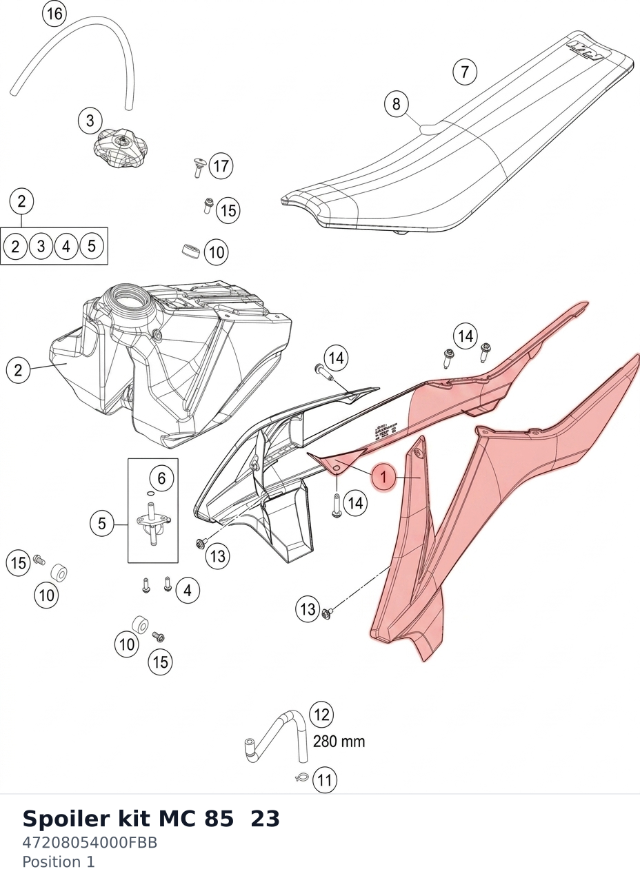 Diagram preview: Spoiler kit MC 85 23 (47208054000FBB)