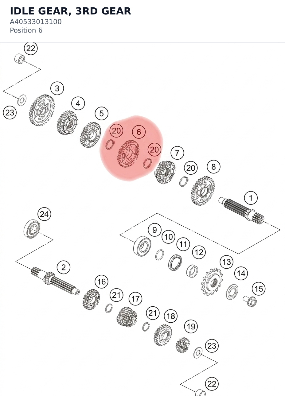Diagram preview: IDLE GEAR, 3RD GEAR (A40533013100)