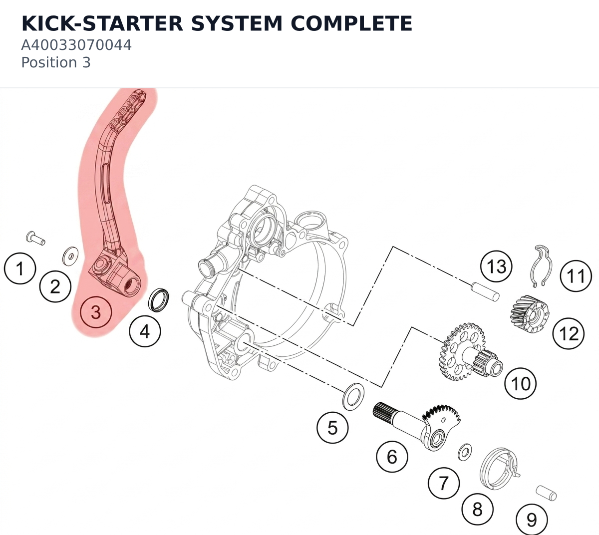 Diagram preview: KICK-STARTER SYSTEM COMPLETE (A40033070044)
