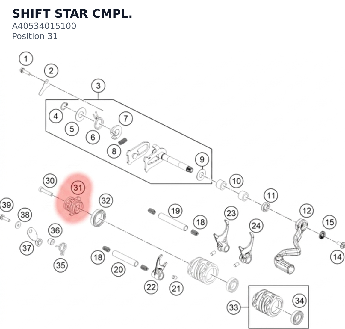 Diagram preview: SHIFT STAR CMPL. (A40534015100)