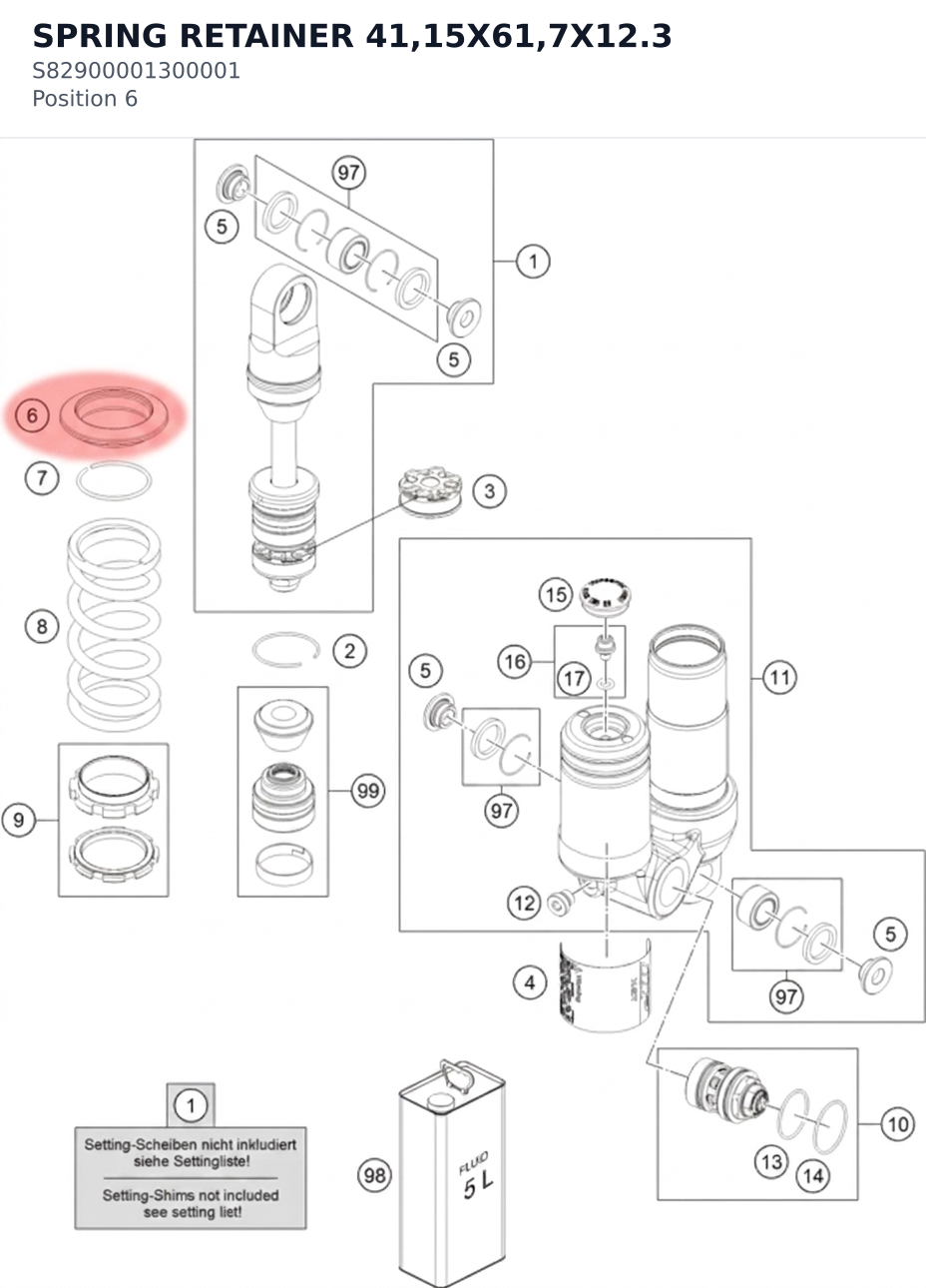 Diagram preview: SPRING RETAINER 41,15X61,7X12.3 (S82900001300001)