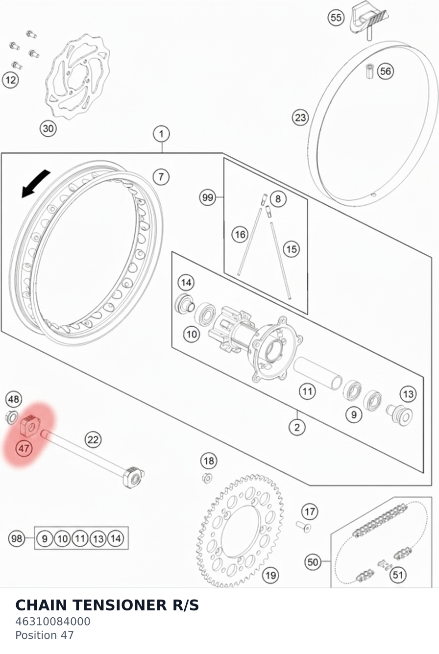 Diagram preview: CHAIN TENSIONER R/S (46310084000)