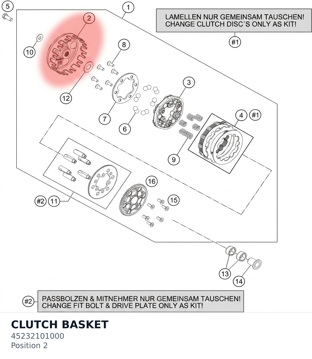 Diagram preview: CLUTCH BASKET (45232101000)