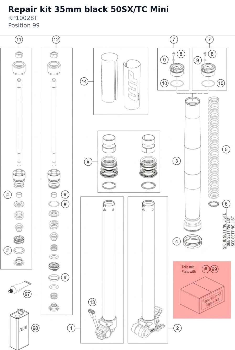 Diagram preview: Repair kit 35mm black 50SX/TC Mini (RP10028T)