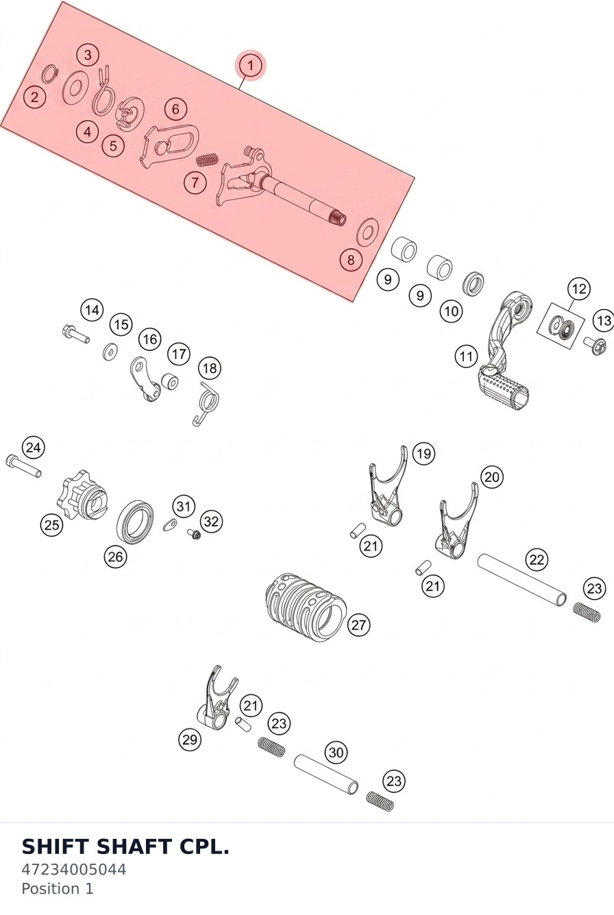 Diagram preview: SHIFT SHAFT CPL. (47234005044)