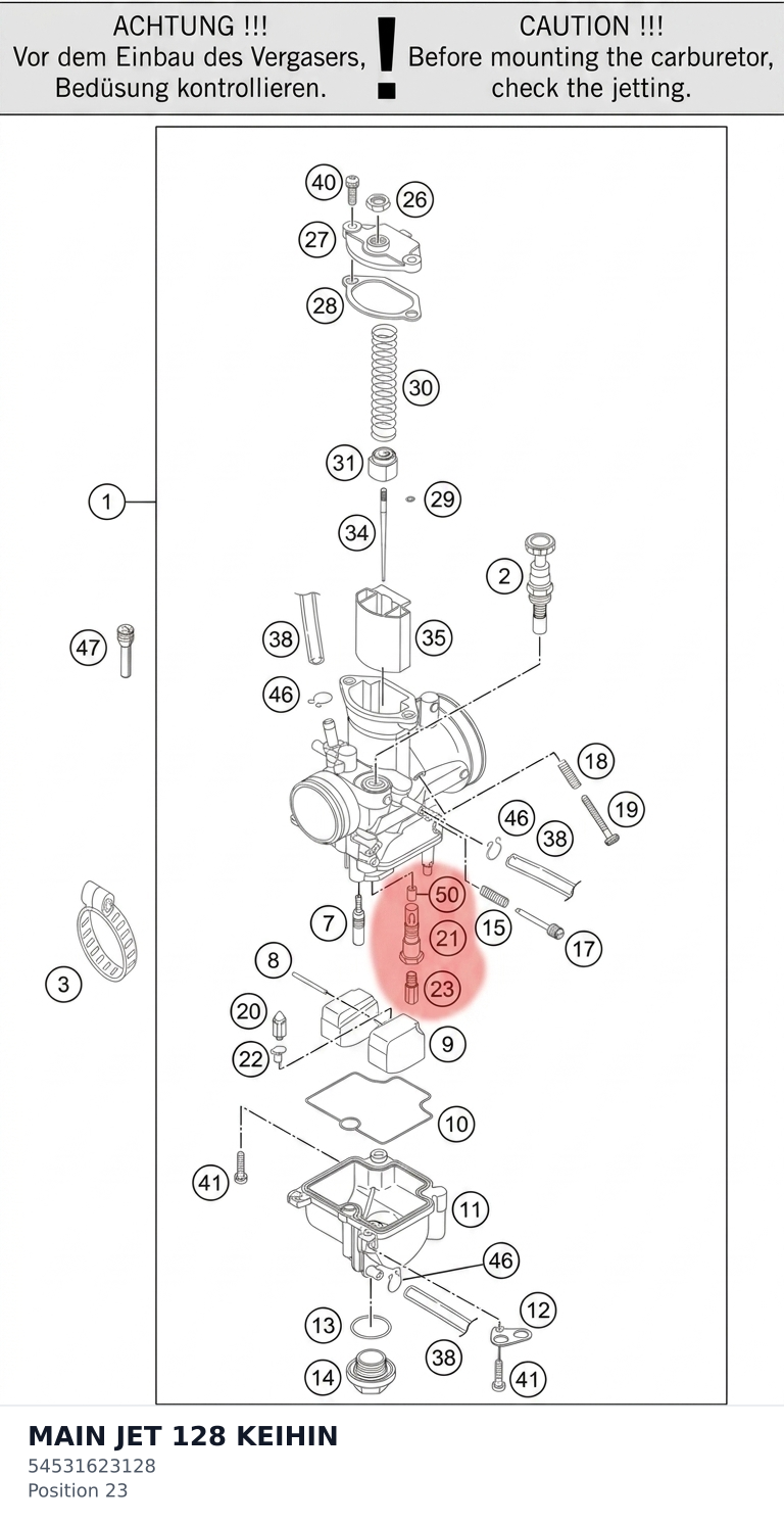 Diagram preview: MAIN JET 128 KEIHIN (54531623128)