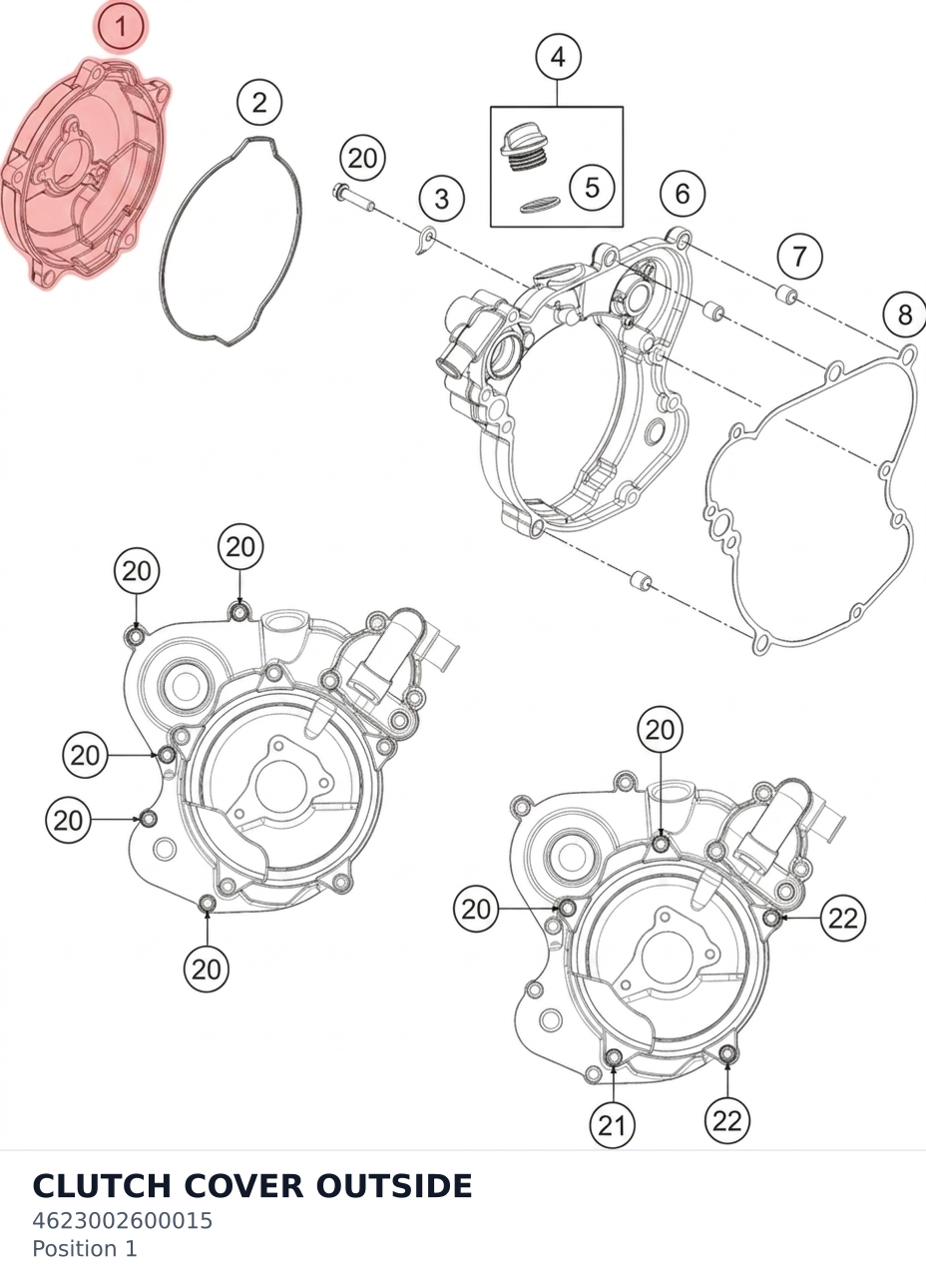 Diagram preview: CLUTCH COVER OUTSIDE (4623002600015)