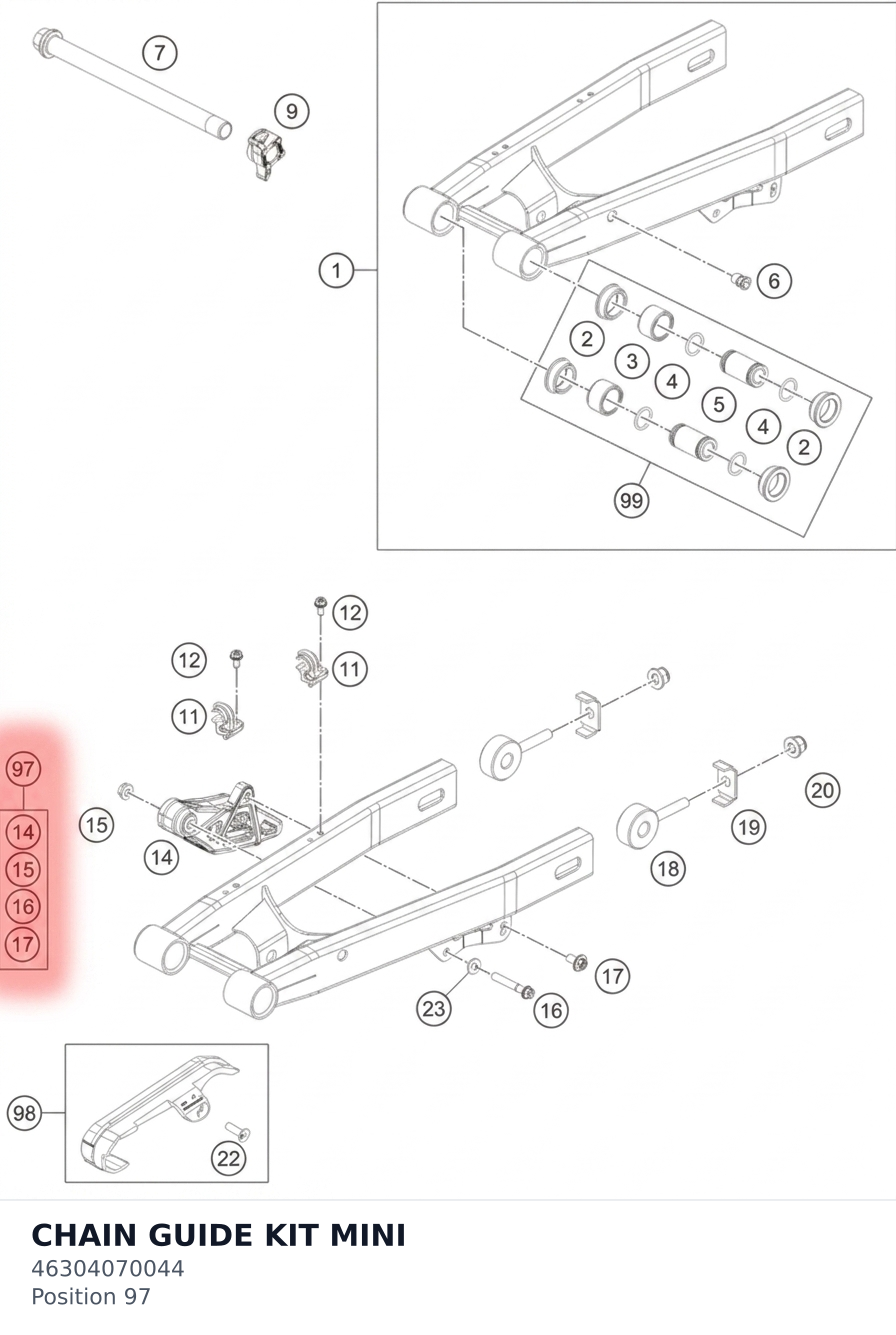 Diagram preview: CHAIN GUIDE KIT MINI (46304070044)