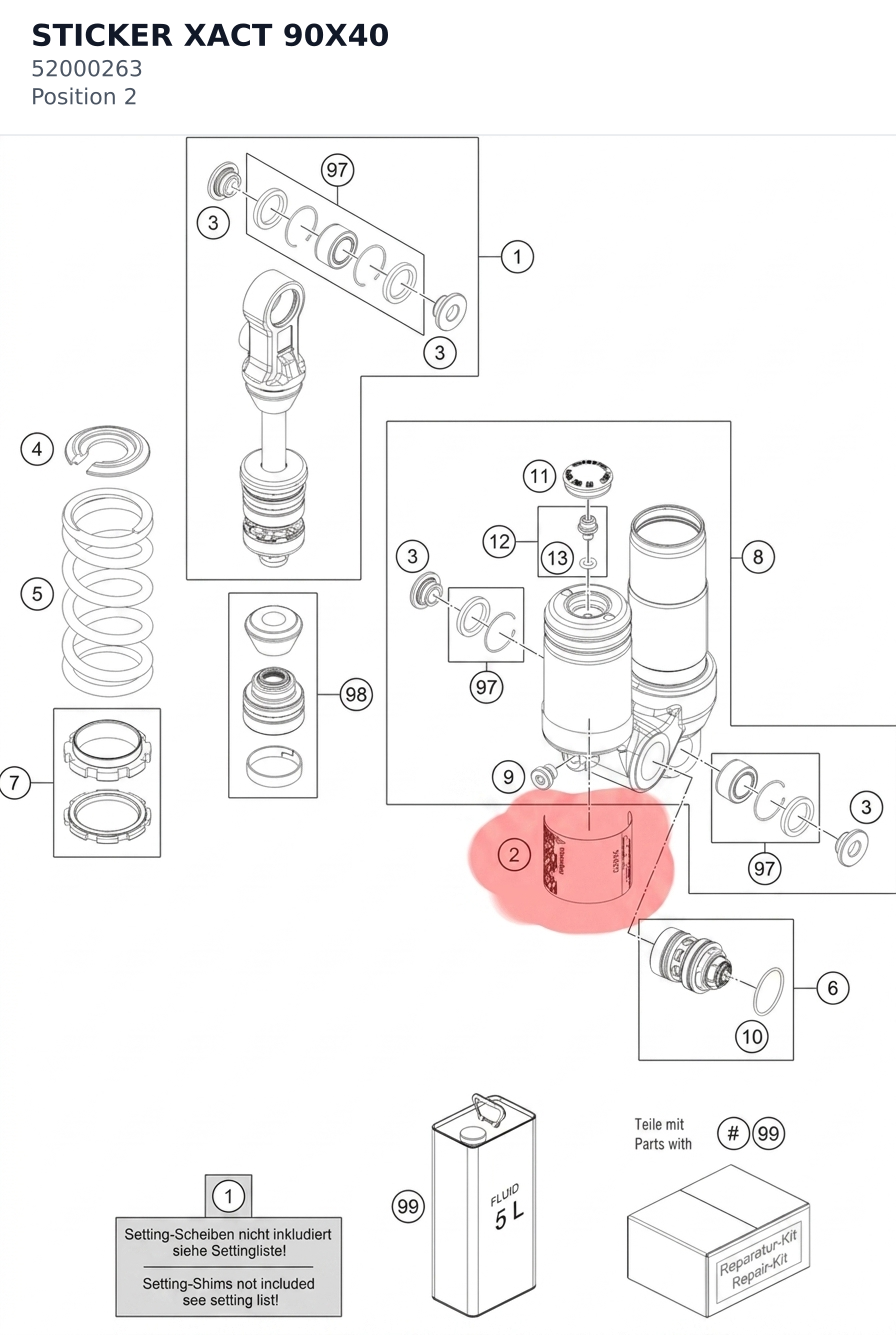 Diagram preview: STICKER XACT 90X40 (52000263)