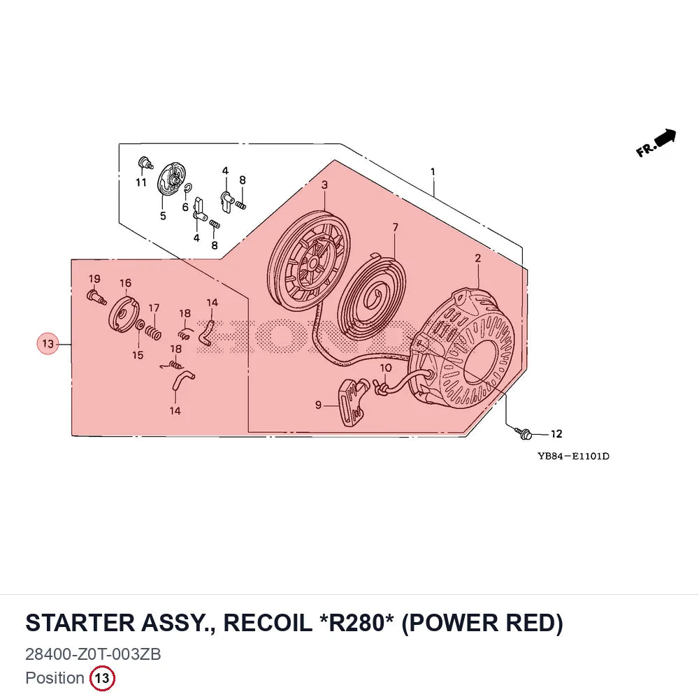 STARTER ASSY., RECOIL *R280* (POWER RED)