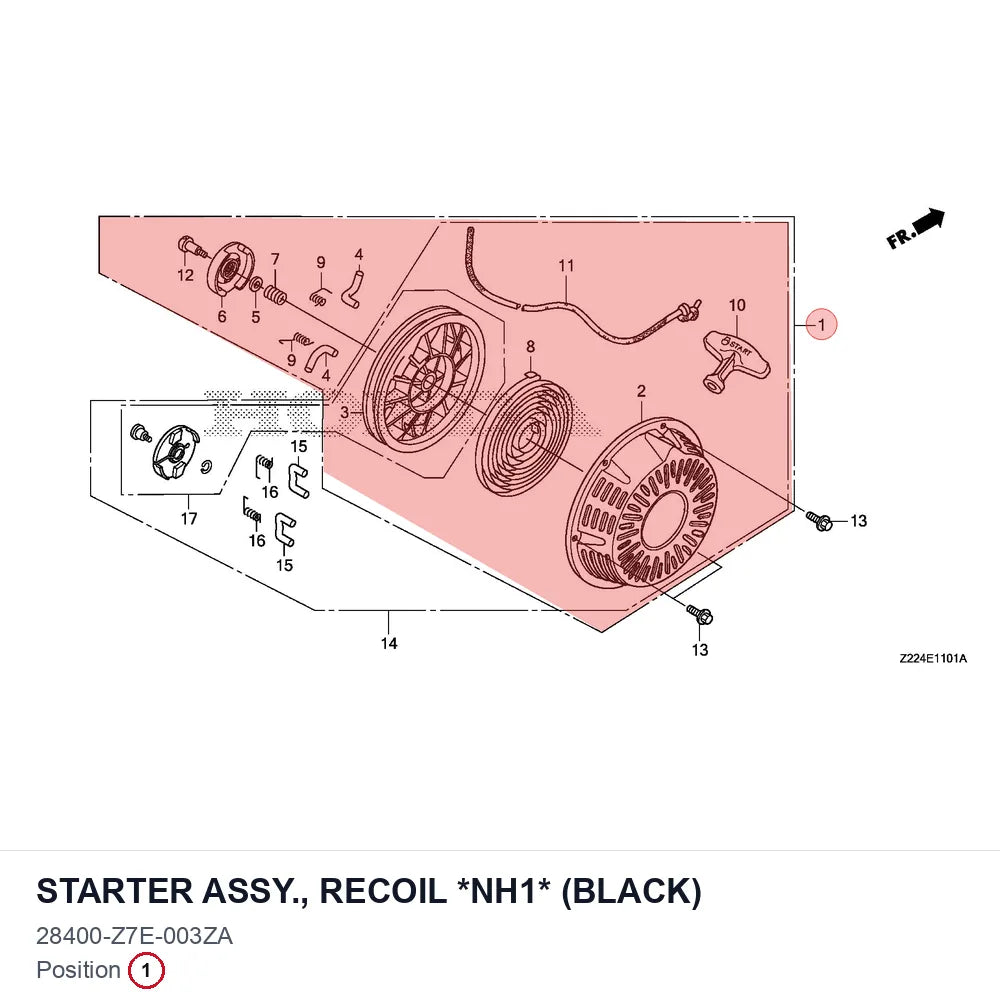 STARTER ASSY., RECOIL *NH1* (BLACK)