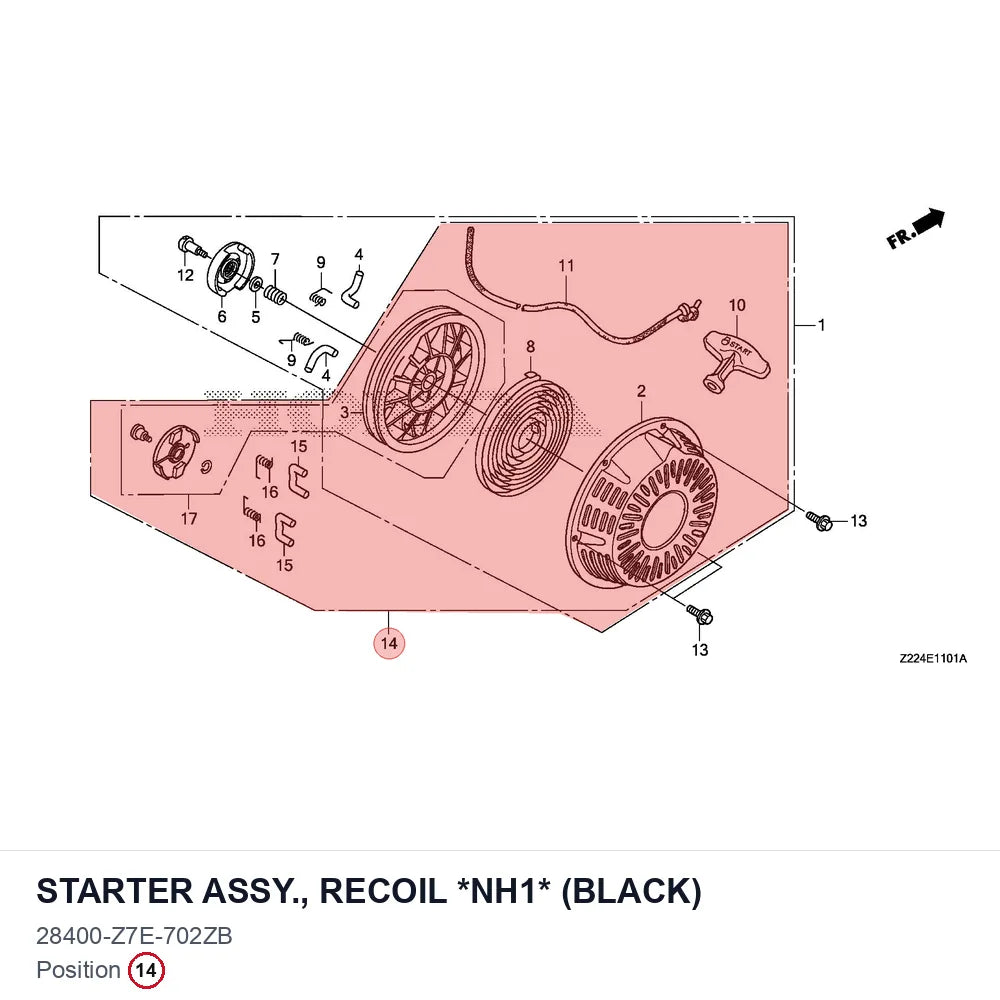 STARTER ASSY., RECOIL *NH1* (BLACK)