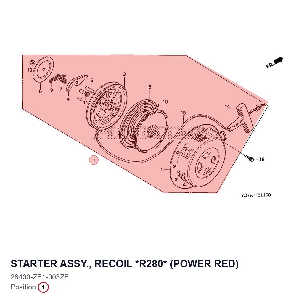STARTER ASSY., RECOIL *R280* (POWER RED)