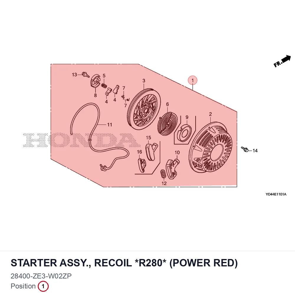 STARTER ASSY., RECOIL *R280* (POWER RED)