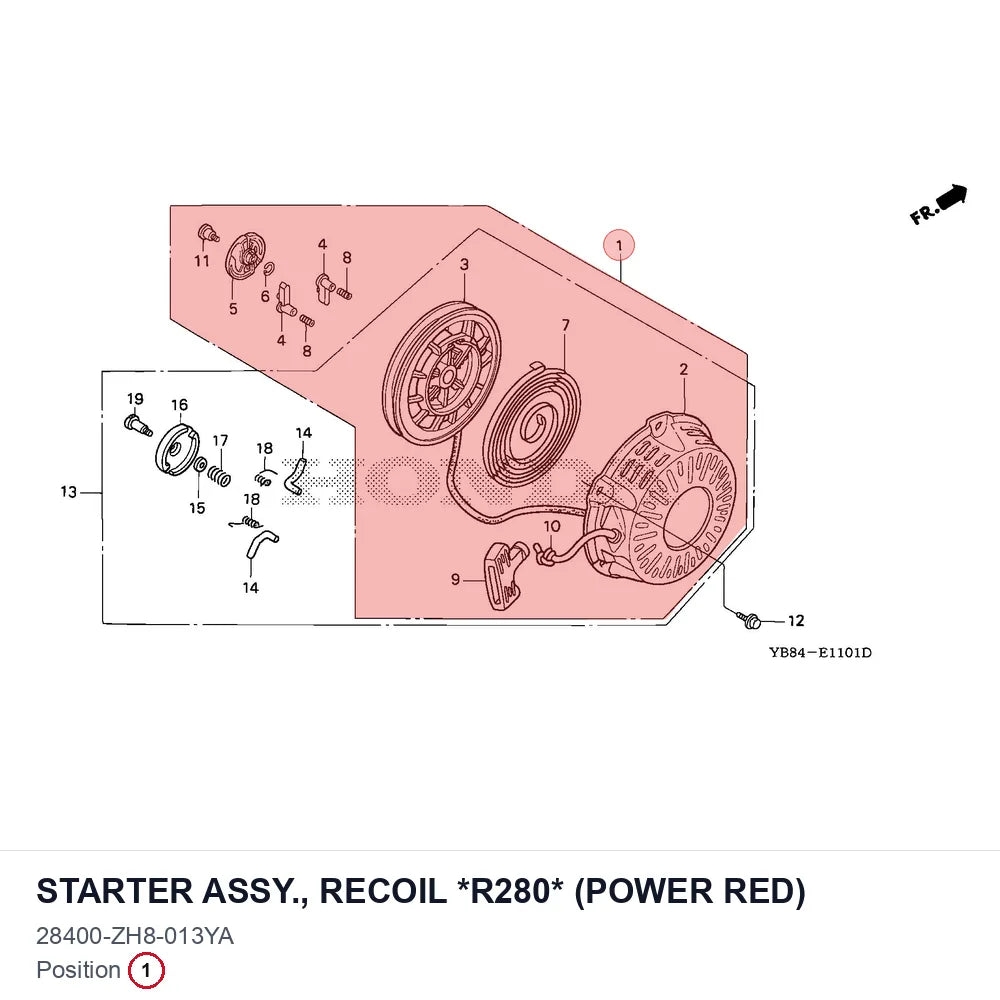 STARTER ASSY., RECOIL *R280* (POWER RED)