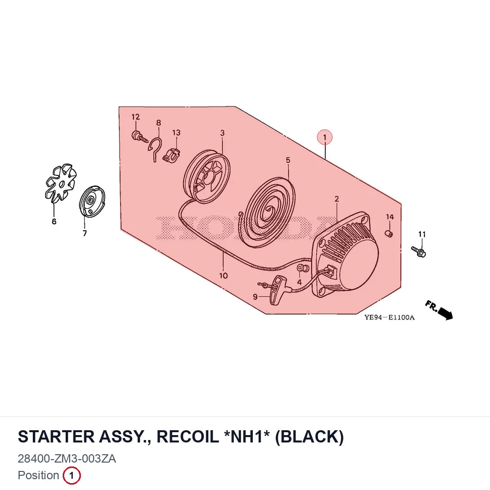 STARTER ASSY., RECOIL *NH1* (BLACK)