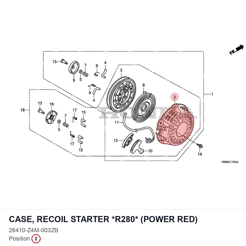 CASE, RECOIL STARTER *R280* (POWER RED)