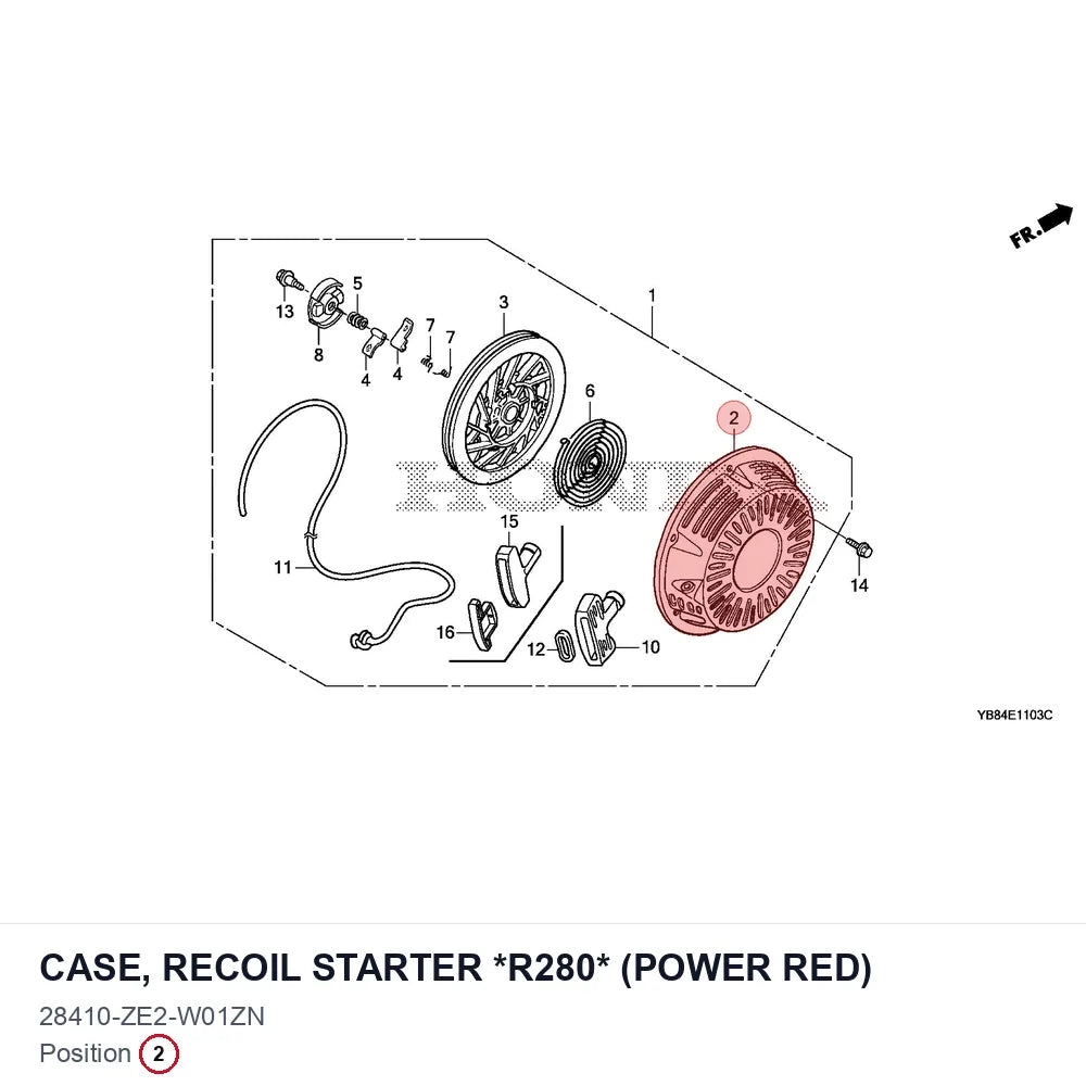 CASE, RECOIL STARTER *R280* (POWER RED)