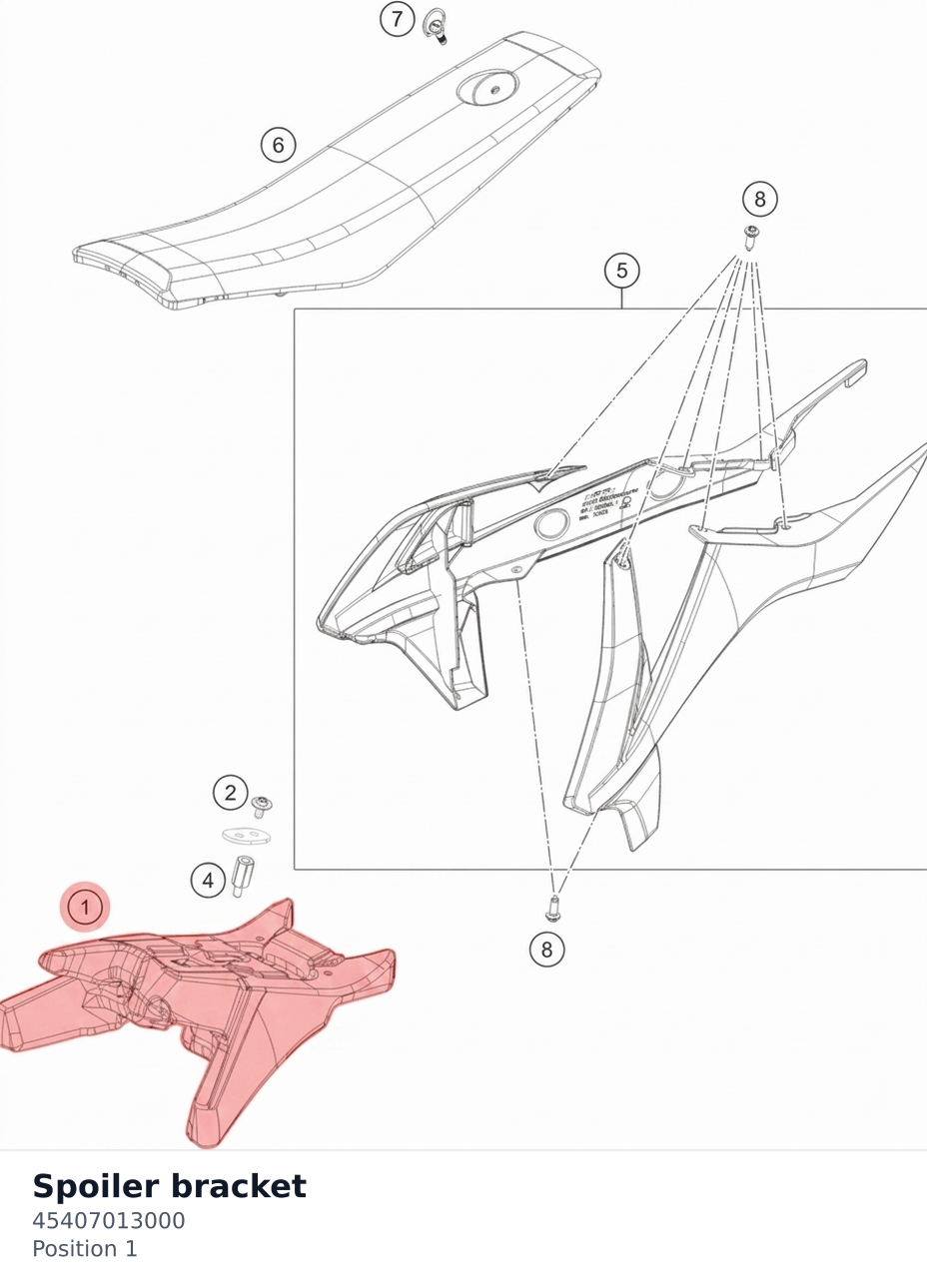 Diagram preview: Spoiler bracket (45407013000)