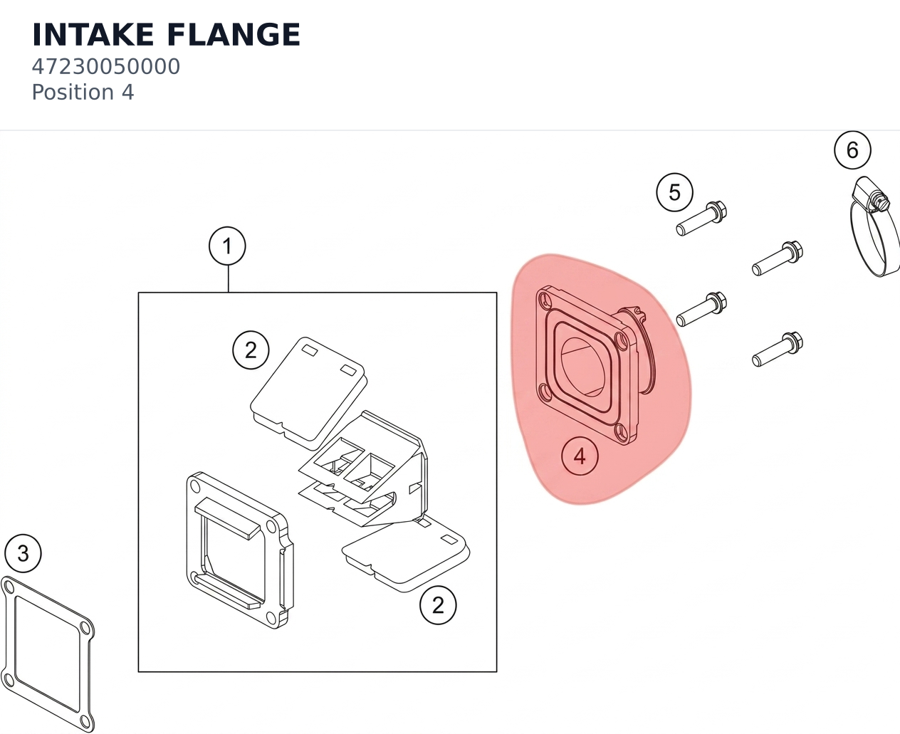 Diagram preview: INTAKE FLANGE (47230050000)