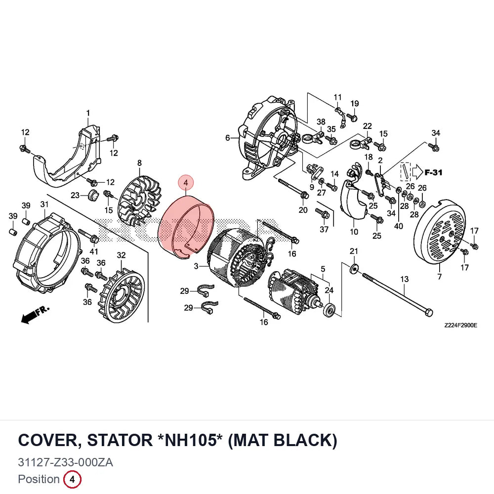 COVER, STATOR *NH105* (MAT BLACK)