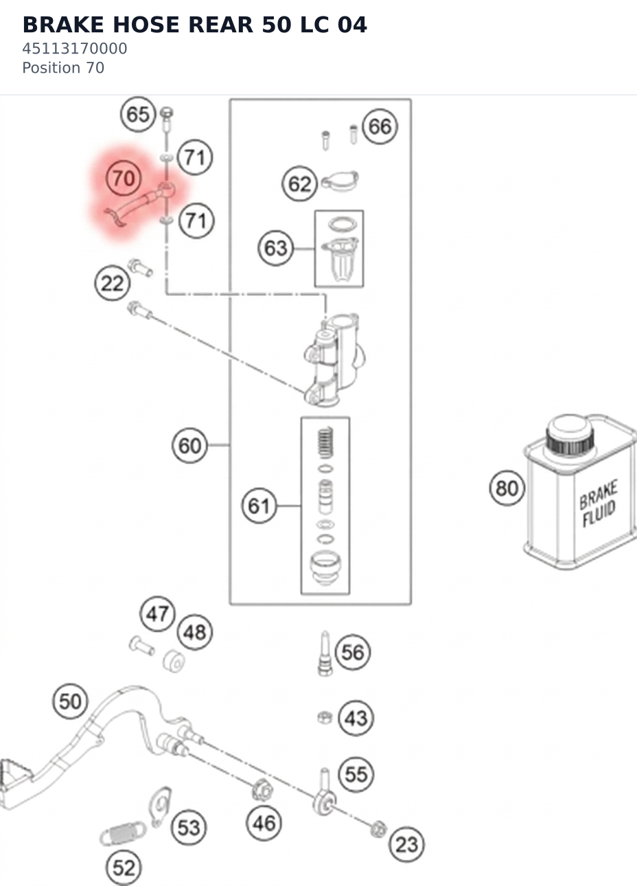 Diagram preview: BRAKE HOSE REAR 50 LC 04 (45113170000)