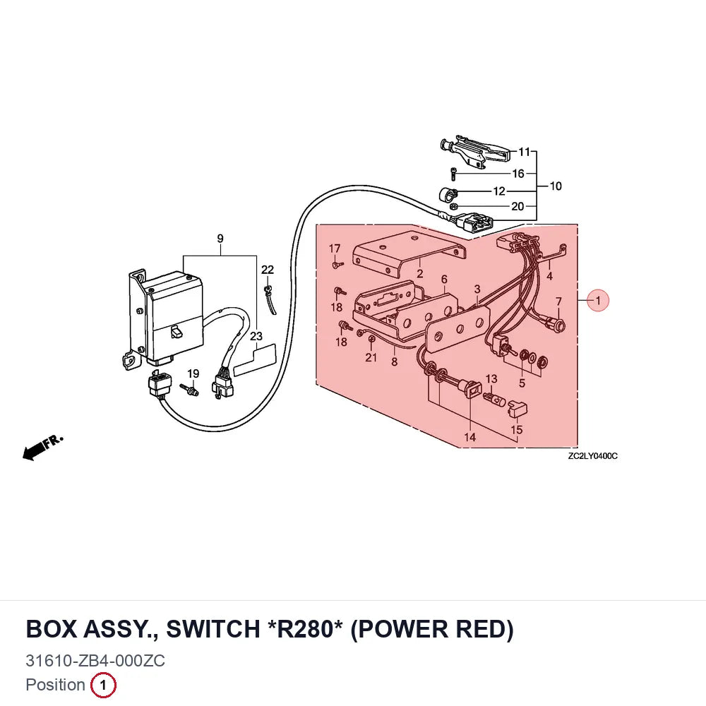 BOX ASSY., SWITCH *R280* (POWER RED)