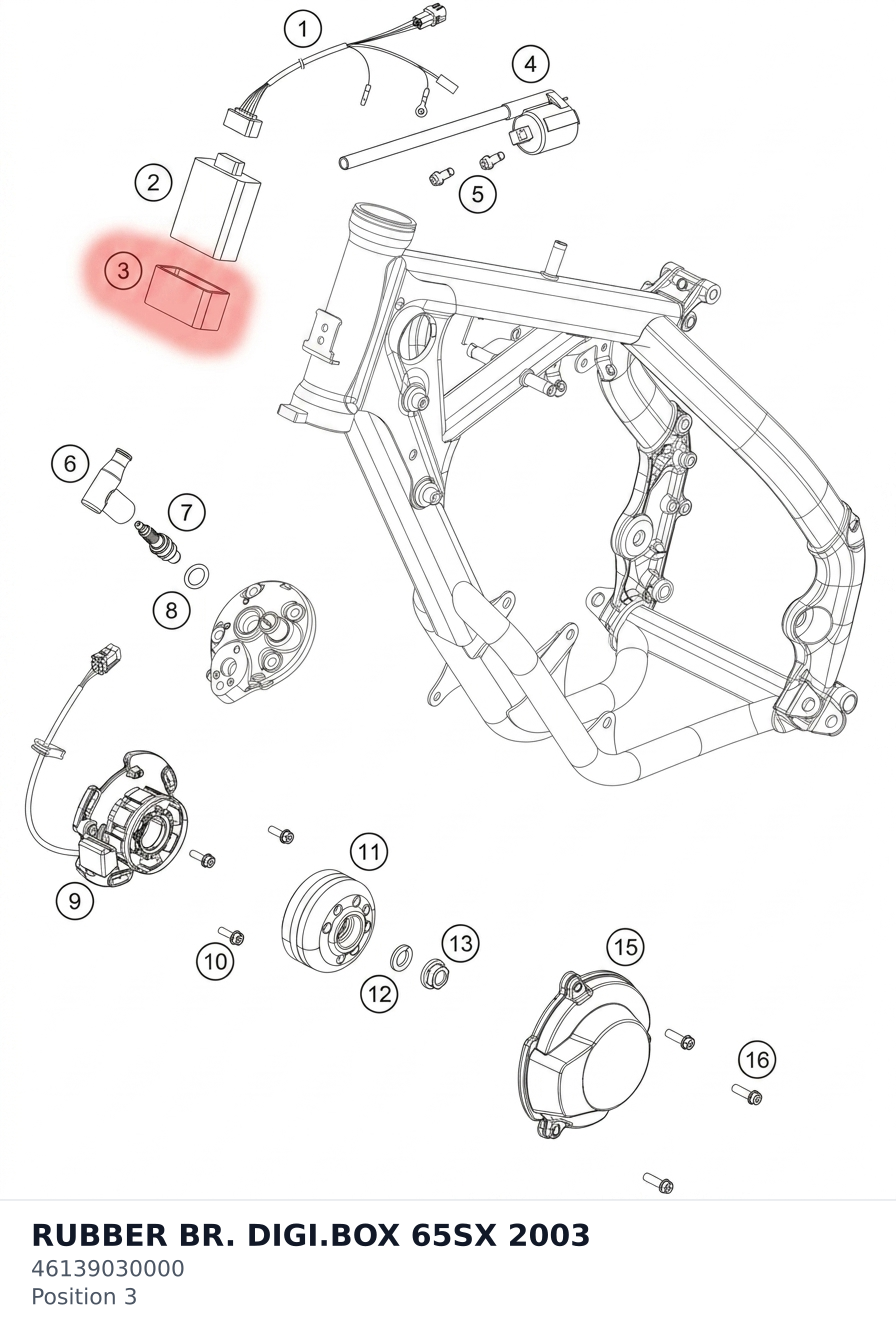 Diagram preview: RUBBER BR. DIGI.BOX 65SX 2003 (46139030000)