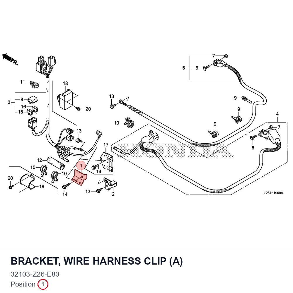 BRACKET, WIRE HARNESS CLIP (A)