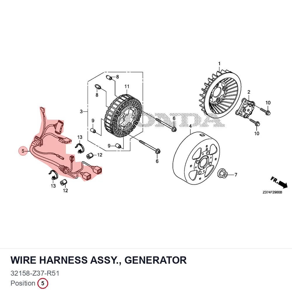 WIRE HARNESS ASSY., GENERATOR