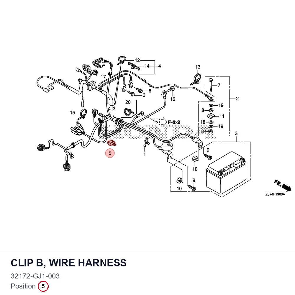 Clip B, wire harness